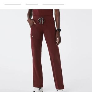 Figs Burgundy Kade Straight Leg Pants Sz.S